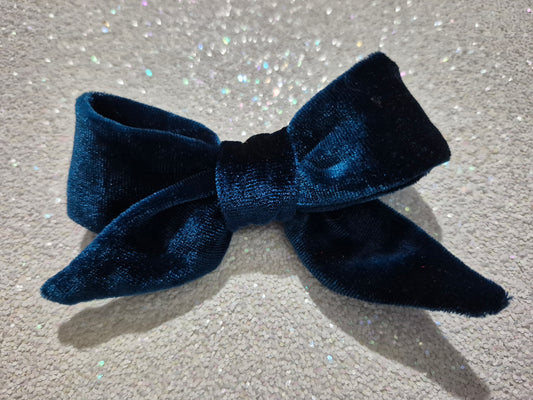 Small blue velvet bow