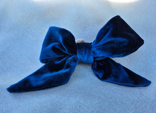 Dark Blue velvet, big bow